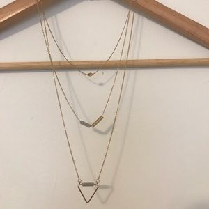 Necklace layered layers gold triangle